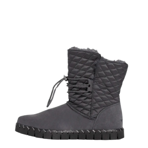 NIB Muk Luks Genuine Suede Quilted Tops Pull-On Style Ankle Boots Gray 8 - Picture 3 of 9